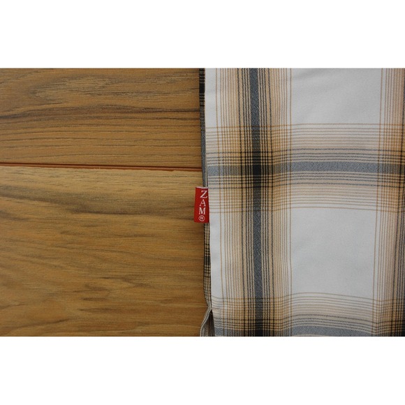 ZAM Shirt Mens 2XL Brown Beige Plaid Button‎ Up Short Sleeve Rayon Polyester - Picture 4 of 12